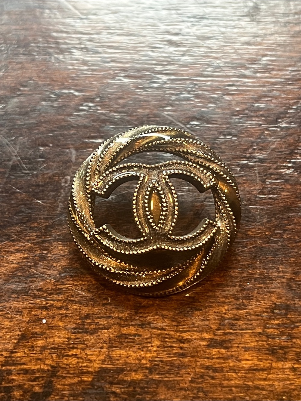 Chanel Gold-Tone Interlocking CC Logo Button -